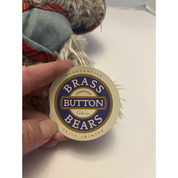 Vintage Plush Brass Button Bear “Blossom" Fully Jointed 10 In With Tag - Picture 2 of 9